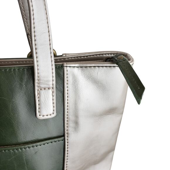 Green And Champagne Aurielle Leather Tote - 14W x 9H x 4.75D - Picture 6 of 11